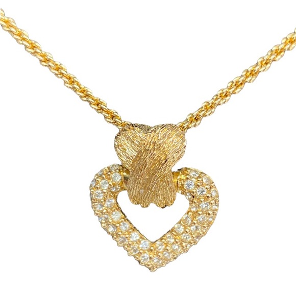 Dior Jewelry - Christian Dior Gold Plated Necklace / Heart Pendant  Cubic Zirconia stone.
